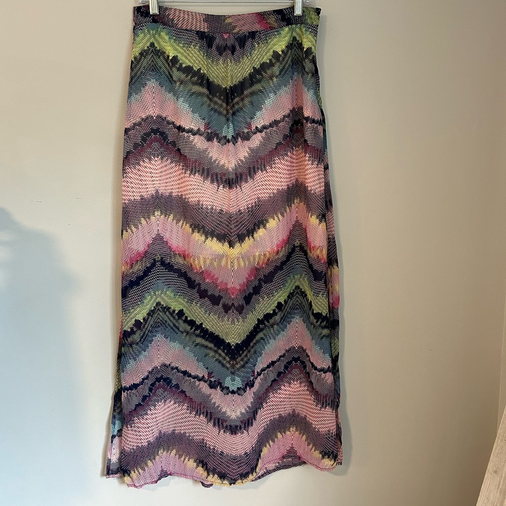 Olive & Oak Multicolor Zigzag Chevron Midi Skirt Lined Size L